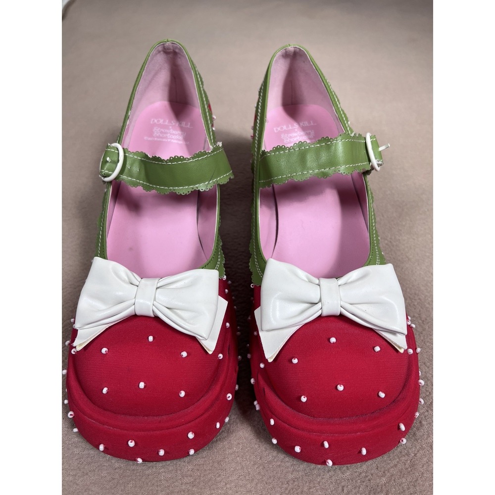 Dolls Kill x Strawberry Shortcake Freshly Ripe Platform Mary Janes 11M Heels - Picture 3 of 14